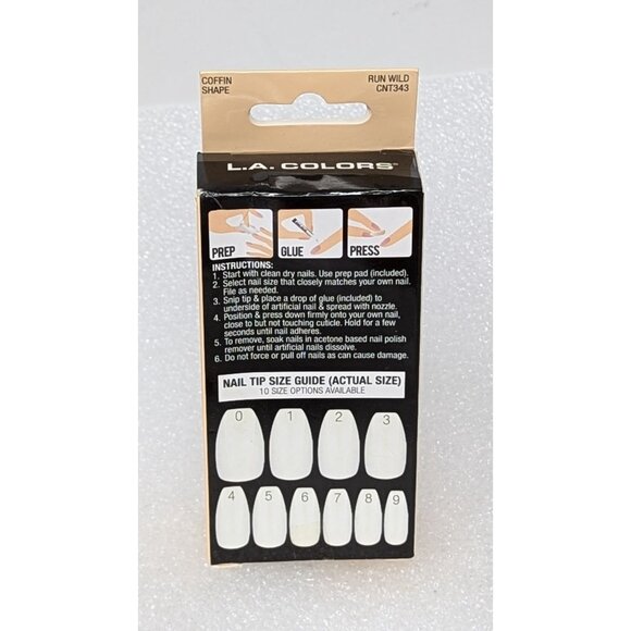 L.A. Colors Nail Frill Designer Artificial Nail Tips Coffin Shape Run Wild 33 Pc - Picture 2 of 2